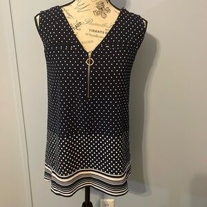 Navy Blue & White Polka Dots Top, NWT